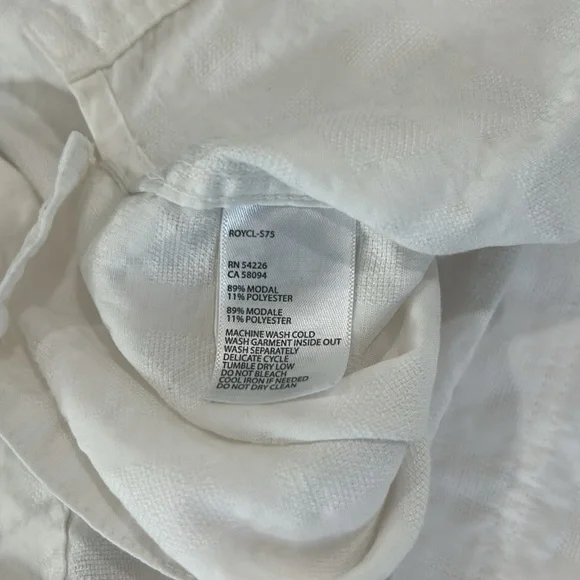 ROYAL ROBBINS short sleeve button front shirt white casual men’s L 89% Modal - Picture 11 of 11